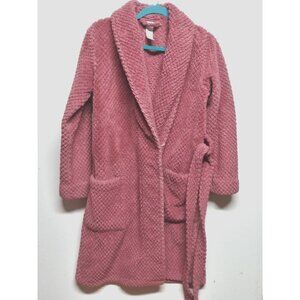 JASMINE ROSE intimate sleep robe/bath robe waffle-plush dusky pink tie pockets